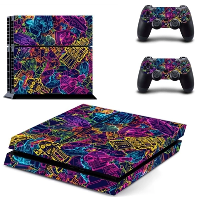 Colourful retro robots skin sticker for playstation 4 cons.. Colourful retro robots skin sticker for playstation 4 cons..