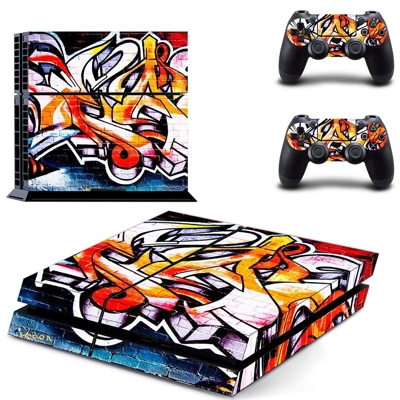 Graffiti skin sticker for playstation 4 console and two controllers