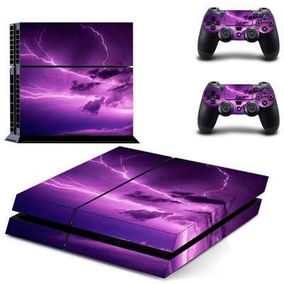 Lightning cloudy sky skin sticker for playstation 4 console and two controllers
