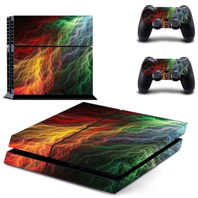 Abstract lightning art skin sticker for playstation 4 console and two controllers