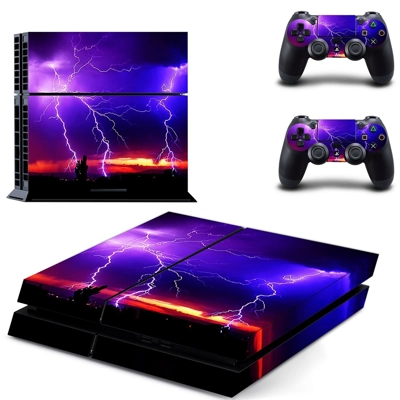 Lightning sky skin sticker for playstation 4 console and two controllers