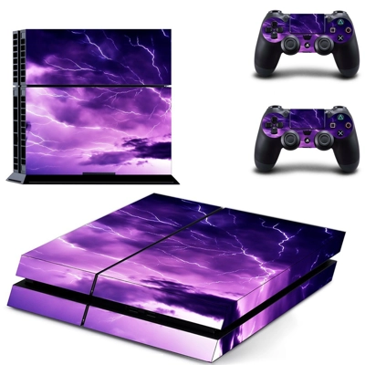 Lightning sky skin sticker for playstation 4 console and two controllers