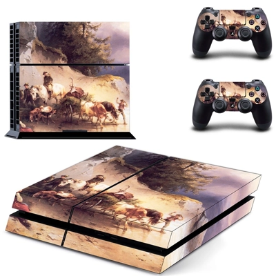 Famous oil painting skin sticker for playstation 4 console and two controllers