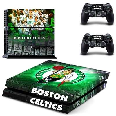 Boston Celtics skin sticker for playstation 4 console and two controllers