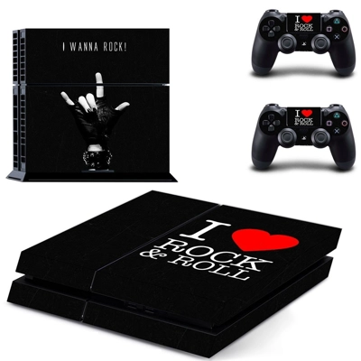 I love rock n roll skin sticker for playstation 4 console and two controllers