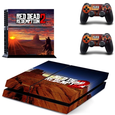 Red Dead Redemption 2 skin sticker for playstation 4 console and two controllers