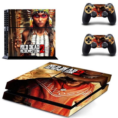 Red Dead Redemption 2 skin sticker for playstation 4 console and two controllers