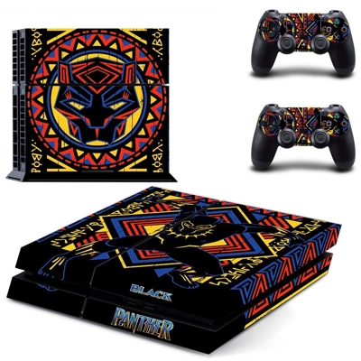 Black Panther skin sticker for playstation 4 console and two controllers