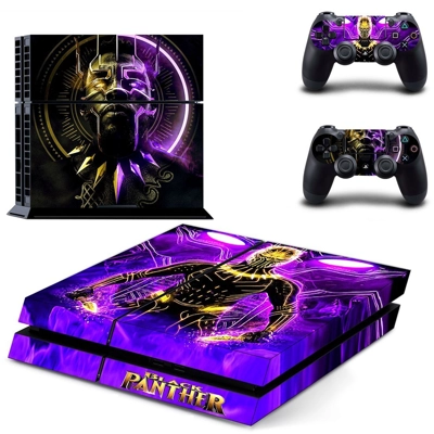 Black Panther skin sticker for playstation 4 console and two controllers