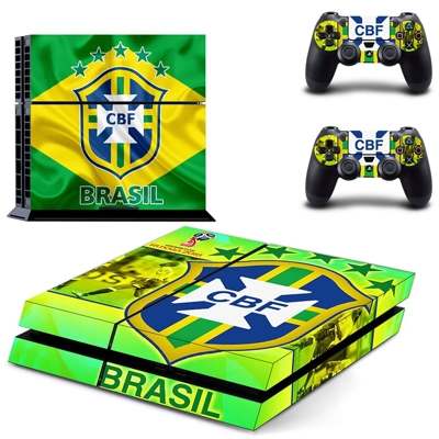 Brazilian Football Confederation skin sticker for playstation 4 console and two controllers