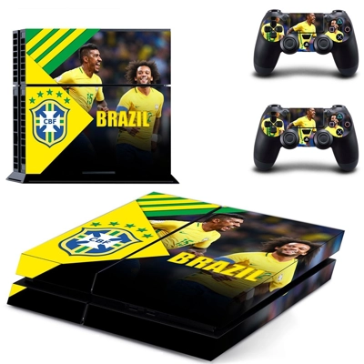 Brazilian Football Confederation skin sticker for playstation 4 console and two controllers