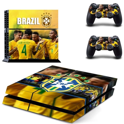 Brazilian Football Confederation skin sticker for playstation 4 console and two controllers