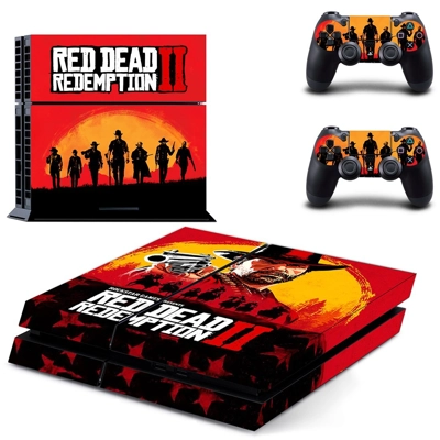 Red Dead Redemption 2 skin sticker for playstation 4 console and two controllers