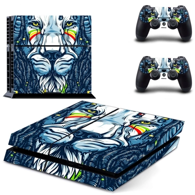Lion Wallpaper skin sticker for playstation 4 console and two controllers