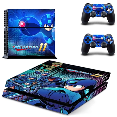 Mega man 11 skin sticker for playstation 4 console and two controllers