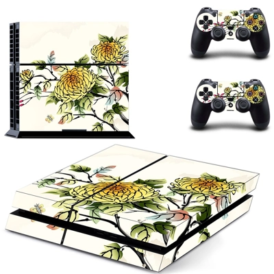 Flower Wallpaper skin sticker for playstation 4 console and two controllers