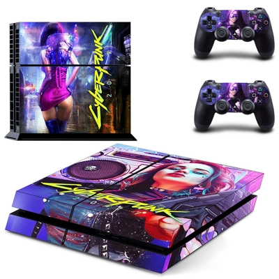 Cyberpunk 2077 skin sticker for playstation 4 console and two controllers