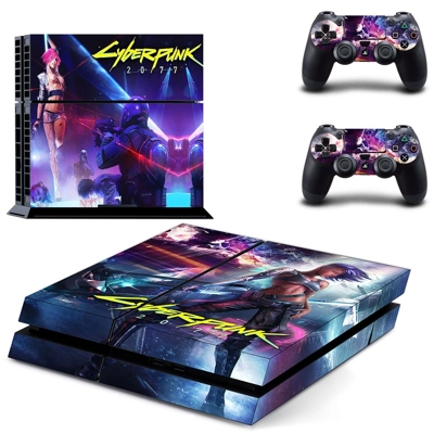 Cyberpunk 2077 skin sticker for playstation 4 console and two controllers