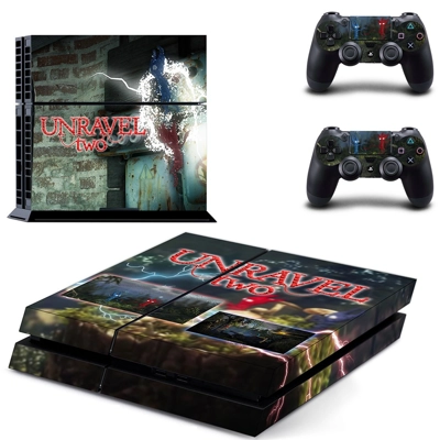 Unravel Two skin sticker for playstation 4 console and two controllers