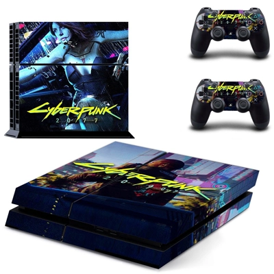 Cyberpunk 2077 skin sticker for playstation 4 console and two controllers