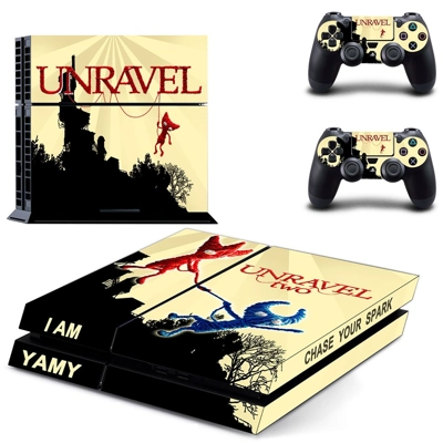 Unravel Two skin sticker for playstation 4 console and two controllers