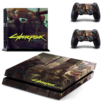 Cyberpunk skin sticker for playstation 4 console and two controllers
