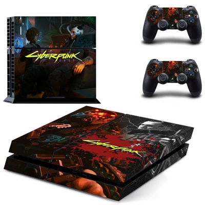 Cyberpunk skin sticker for playstation 4 console and two controllers