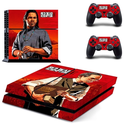 Red Dead Redemption 2 skin sticker for playstation 4 console and two controllers