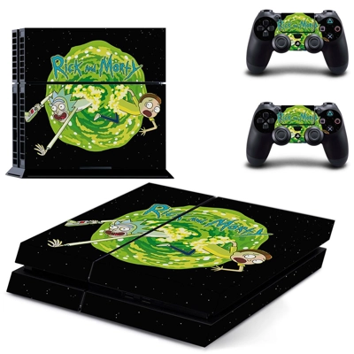Rick and Morty skin sticker for playstation 4 console and two controllers