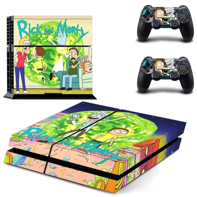 Rick and Morty skin sticker for playstation 4 console and two controllers
