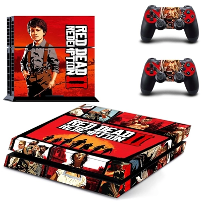 Red Dead Redemption 2 skin sticker for playstation 4 console and two controllers