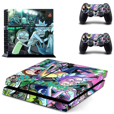 Rick and Morty skin sticker for playstation 4 console and two controllers
