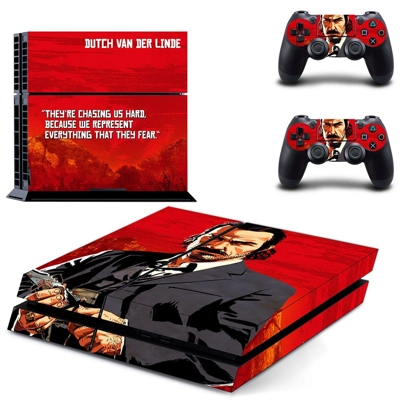 Red Dead Redemption 2 skin sticker for playstation 4 console and two controllers