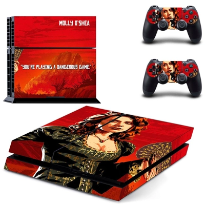 Red Dead Redemption 2 skin sticker for playstation 4 console and two controllers