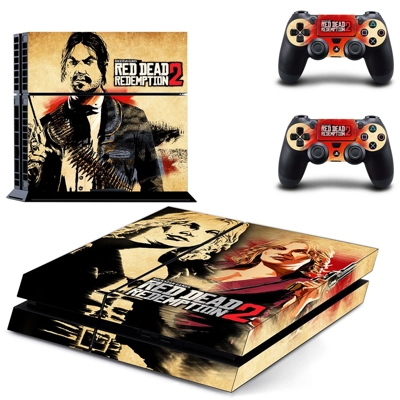 Red Dead Redemption 2 skin sticker for playstation 4 console and two controllers