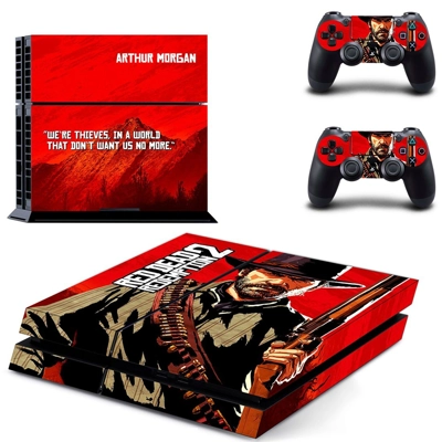 Red Dead Redemption 2 skin sticker for playstation 4 console and two controllers