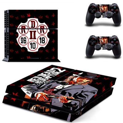 Red Dead Redemption 2 skin sticker for playstation 4 console and two controllers