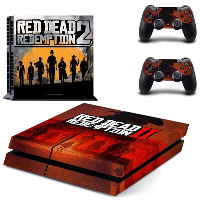 Red Dead Redemption 2 skin sticker for playstation 4 console and two controllers