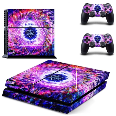 Floral pentagram skin sticker for playstation 4 console and two controllers