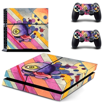 Trippy paintings skin sticker for playstation 4 console and two controllers