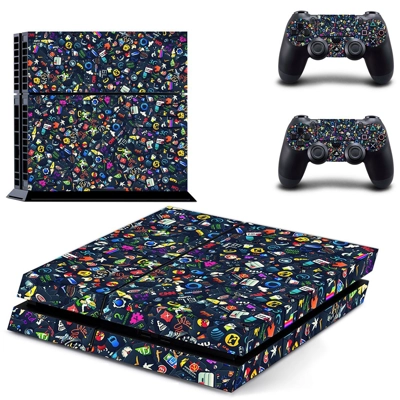 Sticker bomb skin sticker for playstation 4 console and two controllers