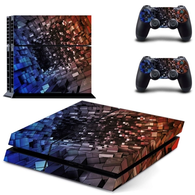 Tech wallpaper skin sticker for playstation 4 console and two controllers
