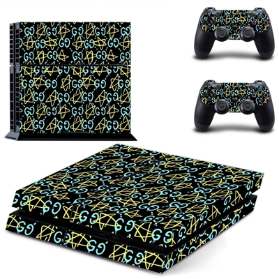 Pentagram skin sticker for playstation 4 console and two controllers