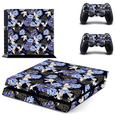 Floral design skin sticker for playstation 4 console and two controllers