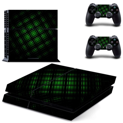 Tech wallpaper skin sticker for playstation 4 console and two controllers