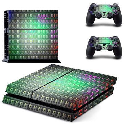 Tech wallpaper skin sticker for playstation 4 console and two controllers