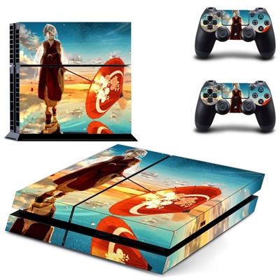 Anime water umbrella skin sticker for playstation 4 console and two controllers