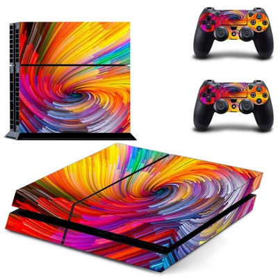 Spiral pattern skin sticker for playstation 4 console and two controllers