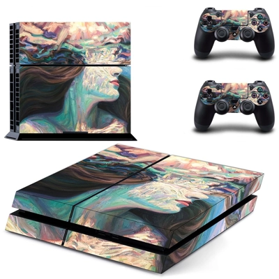Lady Face skin sticker for playstation 4 console and two controllers