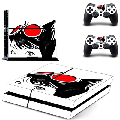 Cat Woman skin sticker for playstation 4 console and two controllers